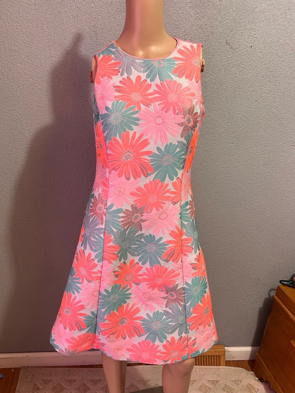 Sara Campbell floral sleeveless sheath dress size 2